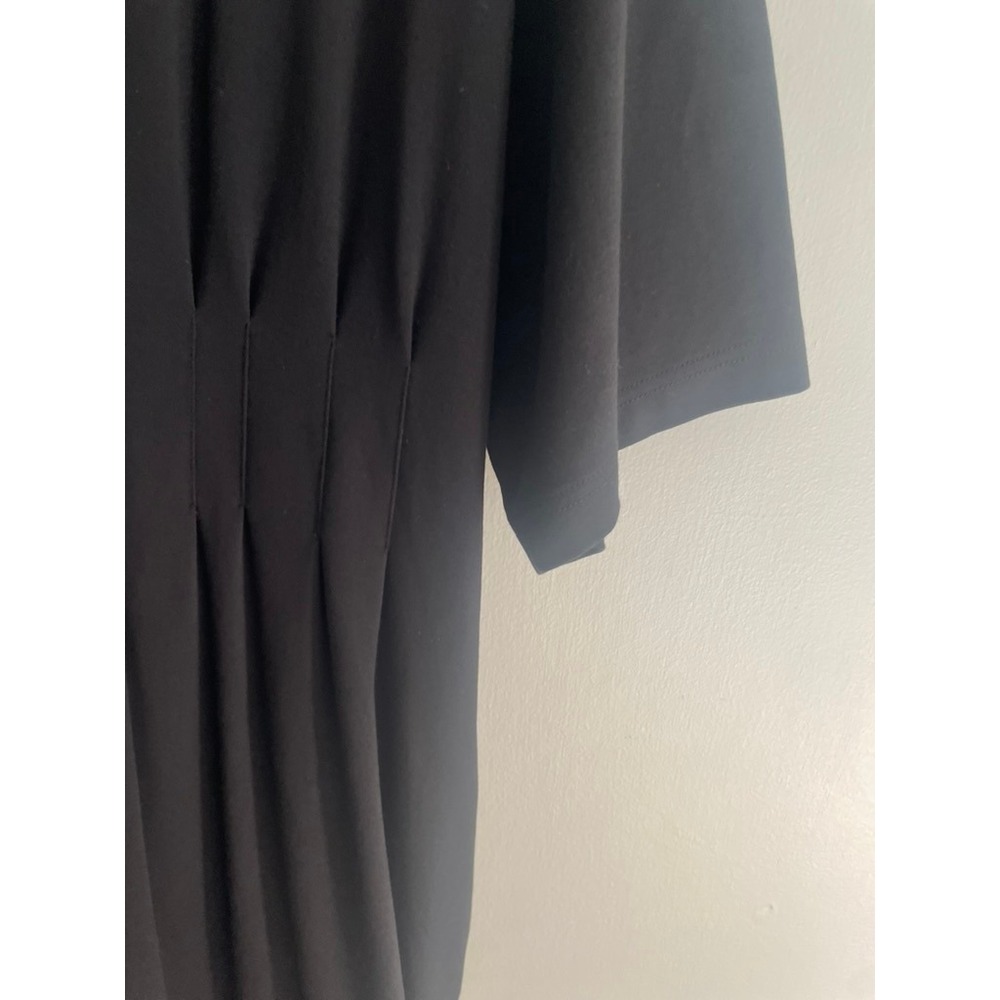 COS Black Pleated Waist Cotton Jersey Midi T-Shirt Dress Size L Short Sleeve - Picture 6 of 12